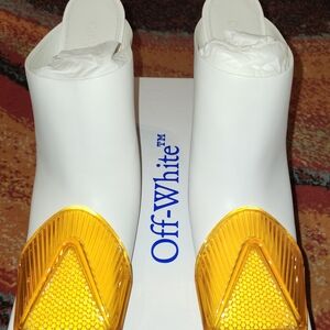 Off-White Women's Stylish White and Yellow Mules
